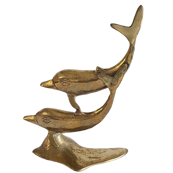 Vintage Other - Solid brass dolphin figurine